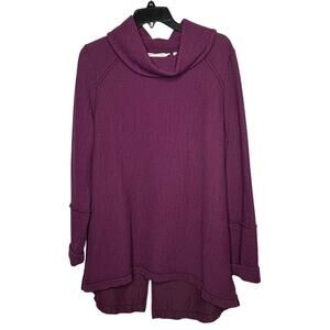 Soft Surroundings Chelsea Cowl Neck Textured Purple Pullover Top Size XL